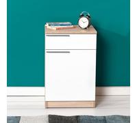 Hanah Home Elegant Nightstand, Sonomo & White, 40 x 63 x 38 cm, 100% melamina revestida, 16 mm de Grosor, diseño Inspirado en hoteles para dormitorios Modernos