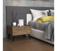 Hanah Home Elegant Walnut Nightstand 60 x 40 x 45 cm | 100% Chipboard, 18 mm de Grosor, 26 mm de Grosor de Tablero de Fibra de Densidad Media con Cubierta | Almacenamiento Elegante para dormitorios