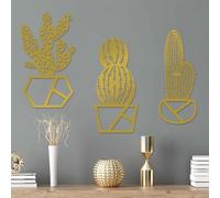 Hanah Home Elegante accesorio de pared de metal decorativo dorado (3 piezas), 25 x 45 cm, 100% metal, 1,5 mm de grosor, fácil de colgar, perfecto para decoración moderna