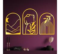 Hanah Home Elegante accesorio de pared de metal dorado (3 piezas) | 1,5 mm de grosor, 58 x 40 cm y 69 x 40 cm | Perfecto para decoración moderna del hogar e interiores con estilo