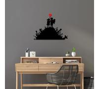 Hanah Home Elegante accesorio decorativo de pared de metal, 52 x 70 cm, 100% metal (1,5 mm), negro y rojo, fácil montaje en pared, perfecto para decoración moderna del hogar