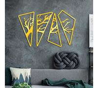 Hanah Home Elegante accesorio decorativo de pared de metal dorado (4 piezas), 59 x 91 cm, 1,5 mm de grosor, elegante decoración del hogar para sala de estar y espacios de oficina