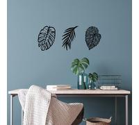 Hanah Home Elegante accesorio decorativo de pared de metal negro (3 piezas) | 100% metal, 1,5 mm de grosor | Tamaños: 21 x 32 cm, 23 x 33 cm, 24 x 33 cm | Perfecto para decoración del hogar