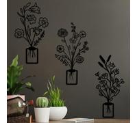 Hanah Home Elegante accesorio decorativo de pared de metal negro (3 piezas), 23 x 48 cm, 100% metal, 1,5 mm de grosor, fácil montaje en pared, perfecto para decoración moderna