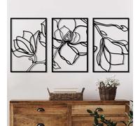 Hanah Home Elegante accesorio decorativo de pared de metal negro (3 piezas), 30 x 45 cm, 100% metal, 1,5 mm de grosor, fácil montaje en pared, perfecto para decoración moderna