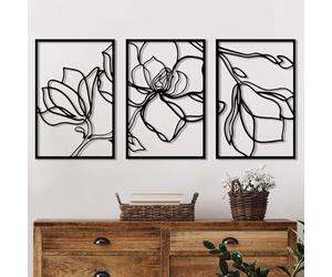 Hanah Home Elegante accesorio decorativo de pared de metal negro (3 piezas), 30 x 45 cm, 100% metal, 1,5 mm de grosor, fácil montaje en pared, perfecto para decoración moderna