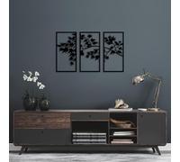 Hanah Home Elegante accesorio decorativo de pared de metal negro (3 piezas), 34 x 67 cm, 100% metal, 1,5 mm de grosor, perfecto para decoración moderna del hogar y paredes de galería