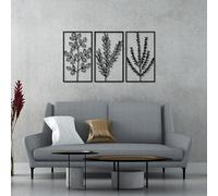 Hanah Home Elegante accesorio decorativo de pared de metal negro (3 piezas), 40 x 70 cm, 100% metal, 1,5 mm de grosor, perfecto para decoración moderna del hogar y exhibición de arte