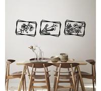 Hanah Home Elegante accesorio decorativo de pared de metal negro (3 piezas), 47 x 60 cm, 100% metal, 1,5 mm de grosor, perfecto para decoración moderna del hogar y paredes de galería