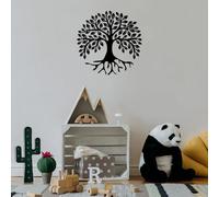 Hanah Home Elegante accesorio decorativo de pared de metal negro, 50 x 50 cm, 100% metal, 1,5 mm de grosor, fácil montaje en pared, perfecto para decoración moderna del hogar