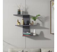 Hanah Home Elegante Estante de Pared, Antracita, 69,8 x 21,4 x 59,6 cm, 100% melamina, Tablero de partículas Recubierto de melamina, 18 mm de Grosor, solución de Almacenamiento versátil para Espacios