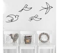 Hanah Home Elegante juego de accesorios de pared de metal negro (4 piezas) | 100% metal, 1,2 mm de grosor, diseños únicos de pájaros, perfecto para decoración del hogar y paredes de acento