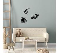 Hanah Home Elegante juego de accesorios decorativos de pared de metal negro (3 piezas), 100% metal, 1 mm de grosor, perfecto para decoración del hogar, diseño moderno y elegante