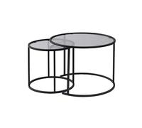 Hanah Home Elegante Juego de Mesa de café (2 Piezas), Color Negro y Gris, Marco de Vidrio Templado y Metal, pequeño: 42 x 39 x 42 cm, Grande: 60 x 43 x 60 cm, diseño Moderno para Sala de Estar