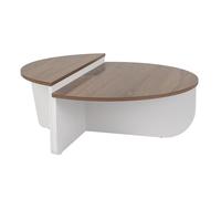 Hanah Home Elegante Juego de Mesa de café (2 Piezas), Nogal y Blanco, 90 x 60 x 30 y 85 x 30 x 35 cm, 100% melamina revestida, 18 mm de Grosor, diseño Moderno para salón