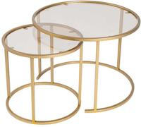 Hanah Home Elegante Juego de Mesa de café (2 Piezas), Oro y Bronce, 60 x 60 x 43 cm, Marco 100% de Vidrio Templado y Metal, Elegante y Duradero para Espacios de Vida Modernos