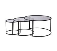 Hanah Home Elegante Juego de Mesa de café (3 Piezas), Color Negro y Gris, Marco de Vidrio Templado y Metal, pequeño: 42 x 35 x 42, Mediano: 60 x 39 x 60, Grande: 80 x 43 x 80 cm, diseño Moderno para