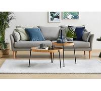 Hanah Home Elegante Juego de Mesa para anidar (2 Piezas), Color Natural, 70 x 70 x 40 y 48 x 48 x 50 cm, Duradero 100% MDF con Patas de Metal, Ideal para Espacios de Vida Modernos