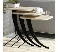 Hanah Home Elegante Juego de Mesa para anidar (3 Piezas), Acabado de mármol travertino, 100% melamina, 18 mm de Grosor, Salas de Estar y oficinas Modernas