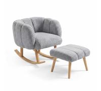 Hanah Home Elegante Juego de sillas y puf (2 Piezas), Gris, 100% Tejido Wellssoft, Tablero de melamina de 18 mm, Salas de Estar Modernas
