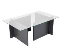 Hanah Home Elegante Mesa de café, Antracita, 105 x 65 x 40 cm, 100% Vidrio Templado, Tablero de partículas Recubierto de melamina 100%, 18 mm de Grosor, diseño Moderno para Sala de Estar