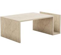Hanah Home Elegante Mesa de café, Color travertino, 86,8 x 32,4 x 50 cm, 100% melamina revestida, 18 mm de Grosor, diseño de mármol