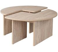 Hanah Home Elegante Mesa de café de 90 cm de diámetro, 41 cm de Altura, 100% melamina revestida, 18 mm de Grosor, Elegante Acabado de mármol travertino para Espacios de Vida Modernos