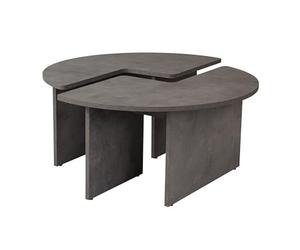 Hanah Home Elegante Mesa de café de 90 cm de diámetro, Altura: 41 cm, 100% melamina revestida, 18 mm de Grosor, Acabado Gris concreto, Espacios de Vida Modernos