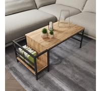 Hanah Home Elegante Mesa de café de Pino, 110 x 60 x 50 cm, 100% melamina, 18 mm de Grosor, Patas de Metal con Recubrimiento en Polvo electrostático Duradero, diseño Moderno
