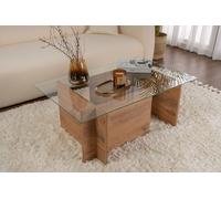 Hanah Home Elegante Mesa de café, Pino atlántico, 105 x 65 x 40 cm, 100% Cristal Templado, Tablero de partículas Recubierto de melamina, 18 mm de Grosor, diseño Moderno para Sala de Estar