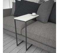 Hanah Home Elegante Mesa Lateral Blanca con Patas de Metal con Ruedas, 46 x 62 x 26 cm, 100% melamina, 18 mm de Grosor, diseño Moderno y Funcional para el hogar y la Oficina