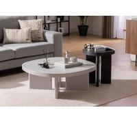 Hanah Home Elegante Mesa Lateral Gris, 42 cm x 49 cm x 42 cm, 100% MDF con Patas de Madera, diseño Duradero y Funcional para Espacios de Vida Modernos