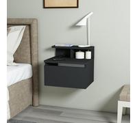 Hanah Home Elegante Soporte Nocturno de Antracita, 39,8 x 35 x 31,6 cm, 100% chipboard, Montaje en Pared, dormitorios Modernos y Espacios de Vida