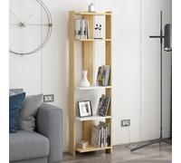Hanah Home Elegante Soporte para Libros de Roble y Blanco, 165 cm de Alto, 100% melamina, 18 mm de Grosor, Pared de montaña, múltiples refugios, decoración Moderna del hogar