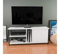 Hanah Home Elegante Soporte para TV, Color Blanco y Negro, 120 x 35,3 x 50,8 cm, 100% melamina, 18 mm de Grosor, diseño Moderno para Salas de Estar y Espacios de Entretenimiento