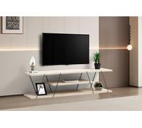 Hanah Home Elegante Soporte para TV, Color Negro travertino, 120 x 33 x 30 cm, Tablero de partículas Recubierto de melamina y Marco de Metal, diseño Elegante de mármol