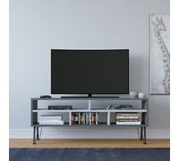 Hanah Home Elegante Soporte para TV con opción de Montaje en Pared, Antracita y Blanco, 120 cm x 25 cm x 46,6 cm, 100% melamina, 18 mm de Grosor, Varios estantes para Salas de Estar Modernas