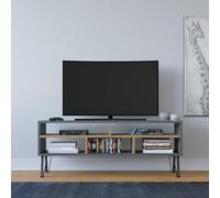Hanah Home Elegante Soporte para TV con opción de Montaje en Pared, Antracita y Roble, 120 cm x 25 cm x 46,6 cm, 100% melamina, 18 mm de Grosor, Varios estantes para Salas de Estar Modernas