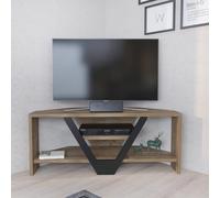Hanah Home Elegante Soporte para TV, Nogal y Negro, 90 x 35 x 36,8 cm, Tablero de partículas Recubierto de melamina 100%, 18 mm de Grosor, diseño Moderno para Salas de Estar y Espacios de