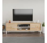 Hanah Home Elegante Soporte para TV, Roble y Blanco, 120 cm x 43,6 cm x 29,6 cm, 100% melamina revestida, 18 mm de Grosor, diseño Moderno para Salas de Estar y Espacios de Entretenimiento