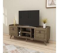 Hanah Home Elegante Unidad de TV de Nogal, 150 cm de Ancho, 55 cm de Alto, 35 cm de Profundidad, Tabla de partículas revestida de melamina 100%, 18 mm de Grosor, diseño Moderno