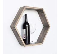 Hanah Home Estante de Pared Hecho a Mano, 47 x 37 x 11 cm, 100% Madera de Spruce, Acabado rústico de Nogal | ensamblado y montado en la Pared decoración Moderna del hogar
