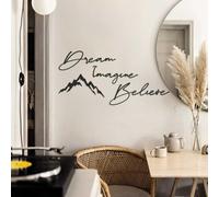 Hanah Home Juego de accesorios decorativos de pared de metal (4 piezas) | 100% acero, 1 mm de grosor | negro | Dream 15 x 45 cm, Imagine 14 x 36 cm, Believe 11 x 32 cm, montaña 19 x 39 cm