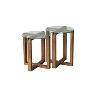 Hanah Home Juego de Mesa para anidar | Woody Fashion | Vidrio Templado | Nogal