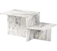 Hanah Home Mesa de café rústica Moderna, Freesia Marble, 80 x 40 x 40 cm, 100% melamina, Grosor de 18 mm, Espacios Modernos en casa y oficinas de Estudio, diseño Elegante y Funcional