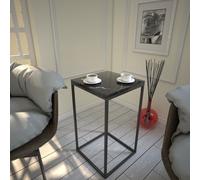 Hanah Home Mesa Lateral Elegante, Negro y Blanco, 35 x 62 x 35 cm, 100% melamina, Tabla de partículas revestida de melamina, 18 mm de Grosor, piernas de Metal duraderas, decoración