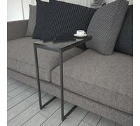 Hanah Home Mesa Lateral Industrial con Patas de Metal con Ruedas, Negro y Blanco, 46 x 62 x 26 cm, Tabla de partículas revestida de melamina 100%, 18 mm de Grosor, Elegante y Funcional