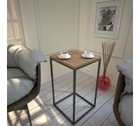 Hanah Home Mesa Lateral Industrial, Roble caucásico, 35 x 62 x 35 cm, 100% melamina revestida, 18 mm de Grosor, Patas de Metal Resistente, diseño Elegante de Hotel
