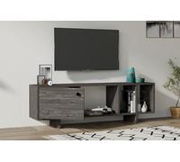 Hanah Home Modern Anthracite TV Unit, 140 cm, 100% melamina revestida, 18 mm de Grosor, Wall-Mountable, Extra Storage & Shelves | Diseño escandinavo