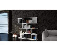 Hanah Home Modern White Bookshelf, 120 cm x 119,9 cm x 19,5 cm | 100% melamina revestida de partículas, 18 mm de Grosor, diseño de Pared de montaña, Elegante y Funcional